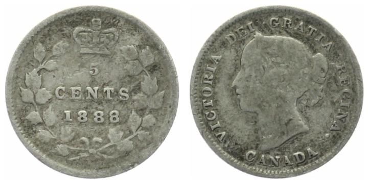 5 Cents 1888 Silber